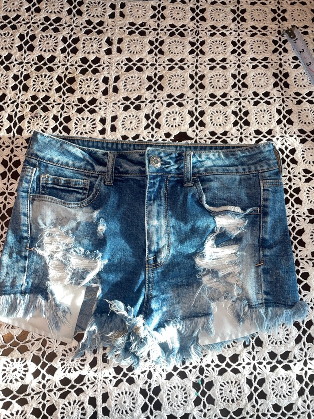 American Eagle Outfitters Distressed Blue Denim Jean Shorts